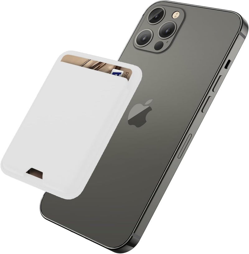 iLodn محفظة مغناطيسية متوافقة مع MagSafe لهاتف iPhone 17 16 15 14 13 12 Pro Max Air Plus، حامل بطاقات Mag 3 آمن ملصق على ملحقات الهاتف المحمول والحافظة، أبيض - Image 1
